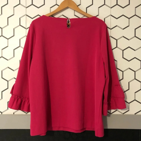 Talbots Plus Size Talbots 3/4  Ruffle Sleeve Tunic Hot Pink Size 2X - Picture 4 of 8